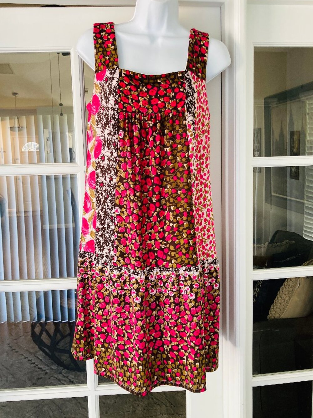 Rabbit Rabbit Rabbit Pink Floral Patchwork Print Dress 6 - Picture 1 of 9